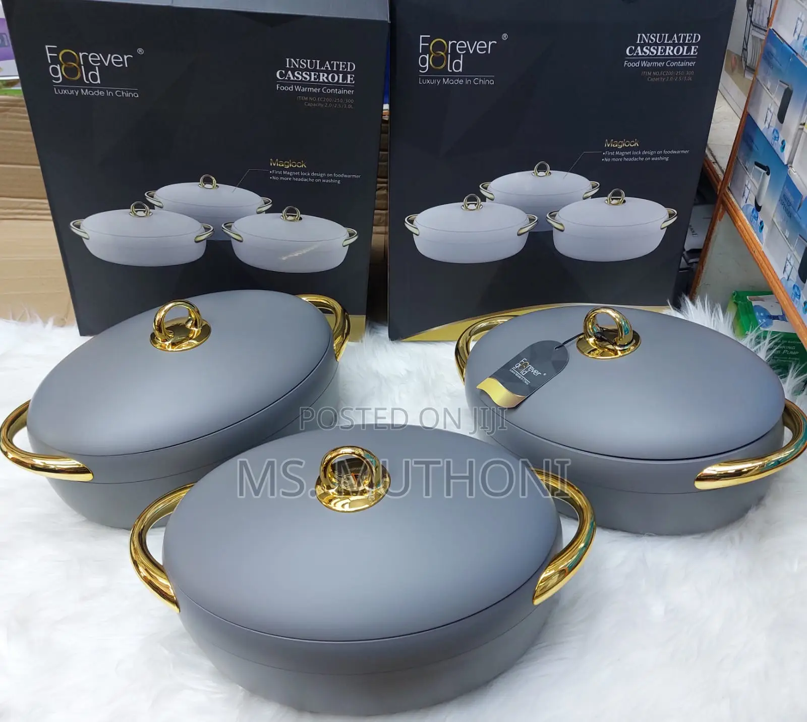 3pcs Insulated Forever Gold Casserole Hot Pots