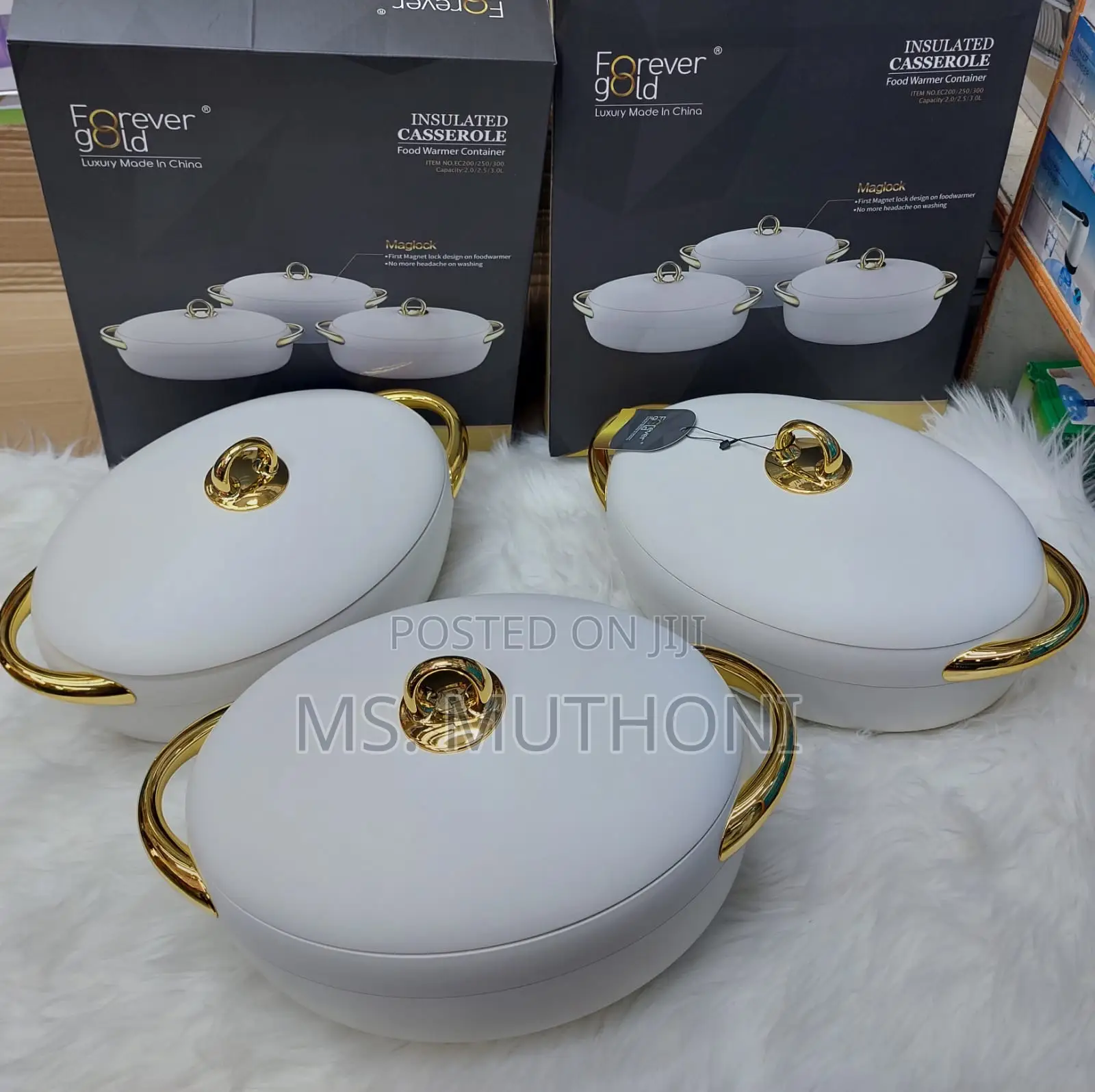 3pcs Insulated Forever Gold Casserole Hot Pots
