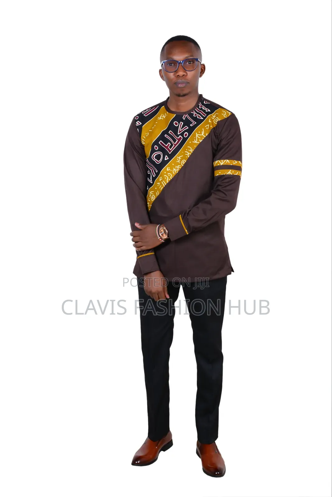 Brown African Shirts for Men