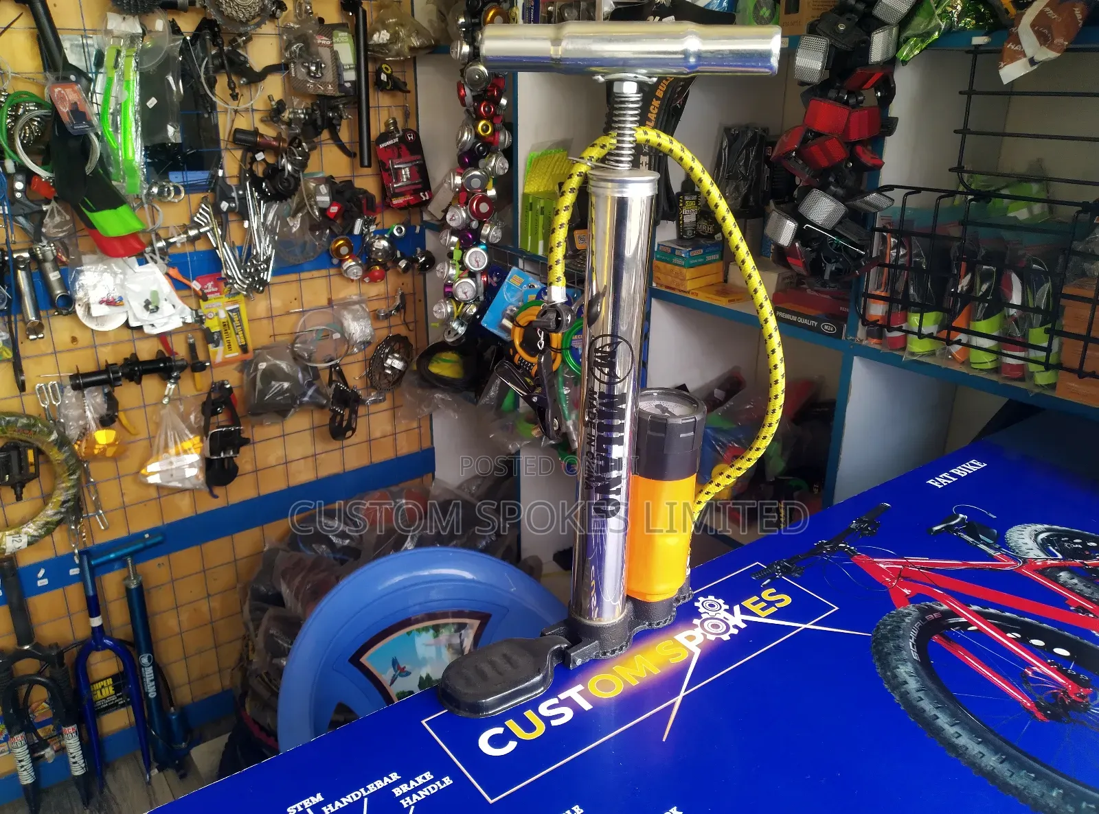 Small Foot Pump With a Pressure Gauge