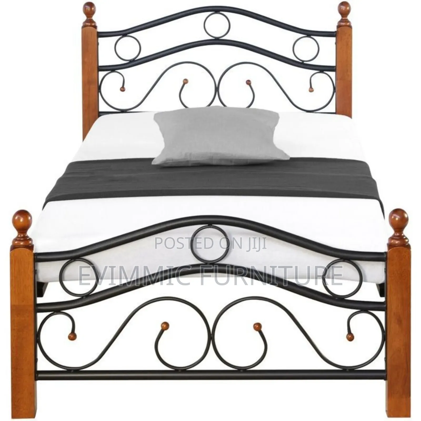 Metal Frame and Wooden Posts Platform Beds