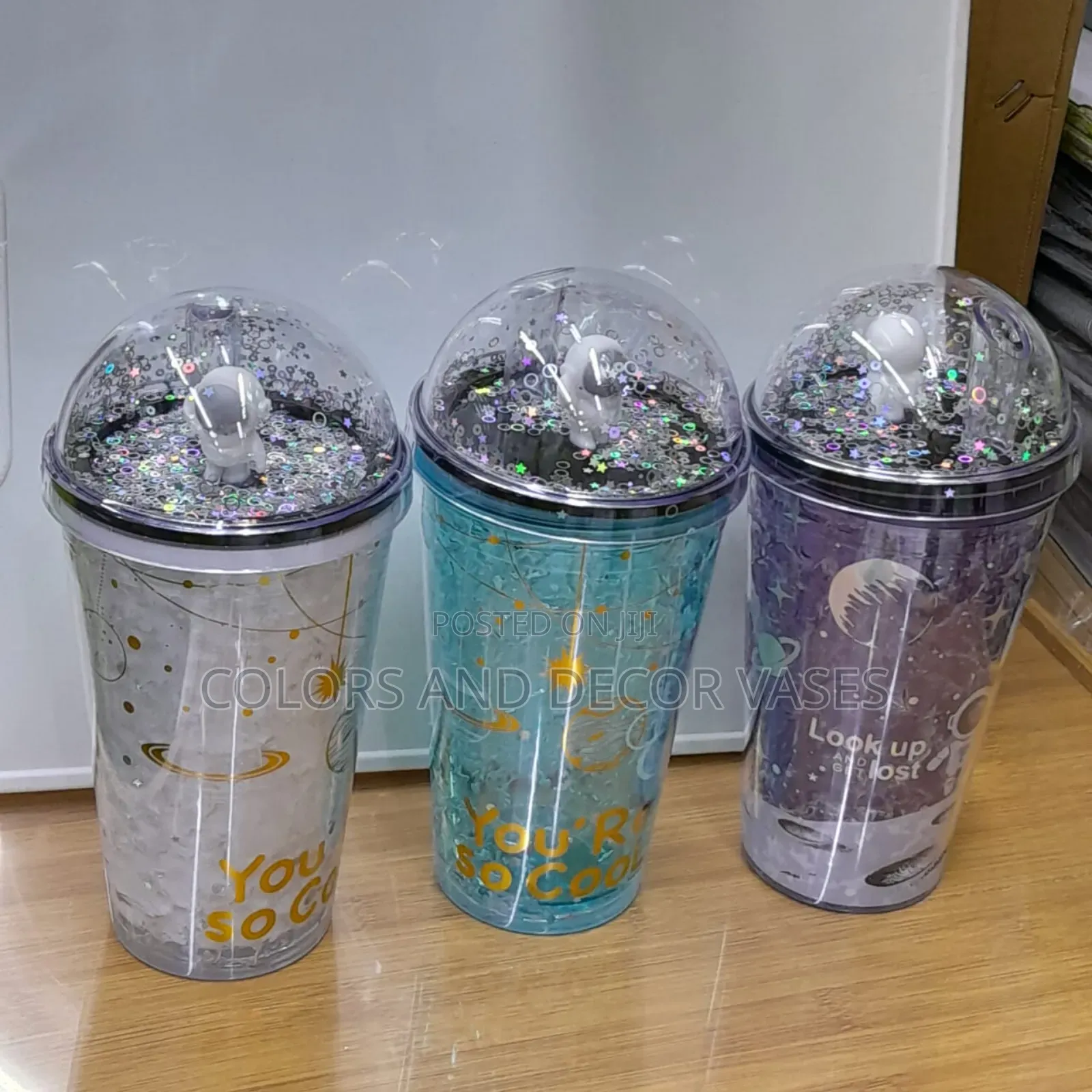 Reusable Cup Astronaut Double Layer Design With Glitters
