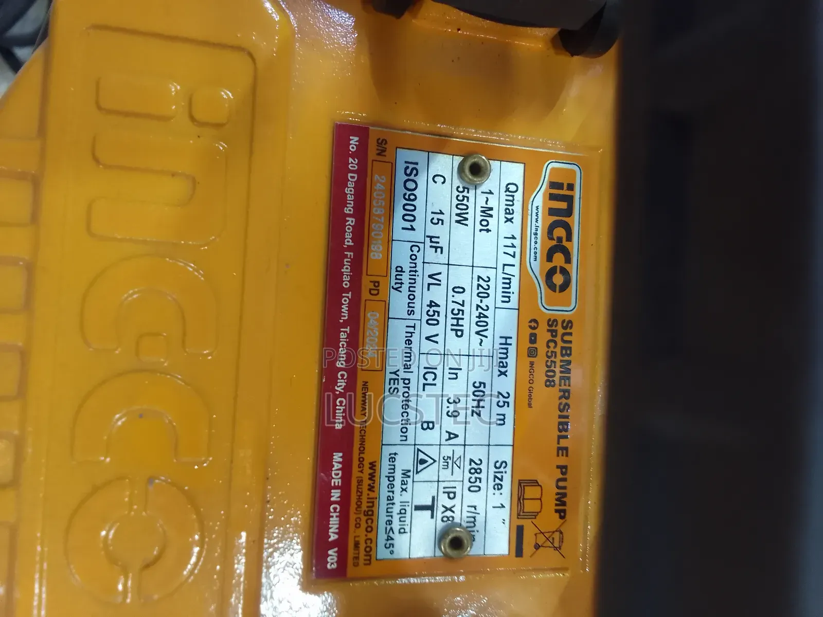 Ingco Sp5508 Submersible Pump 0.75hp 550W