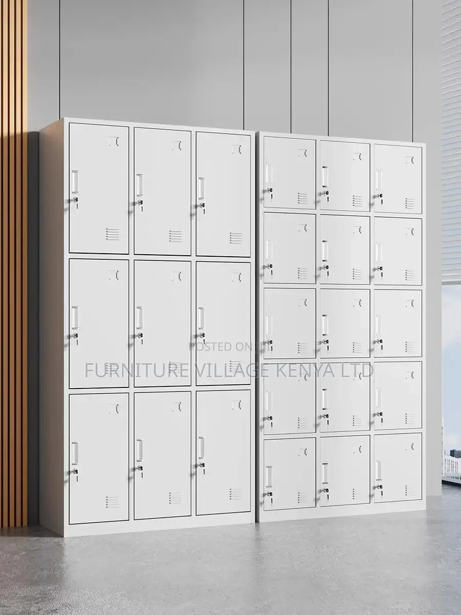 9-Locker Steel Office Storage Cabinet in Gray