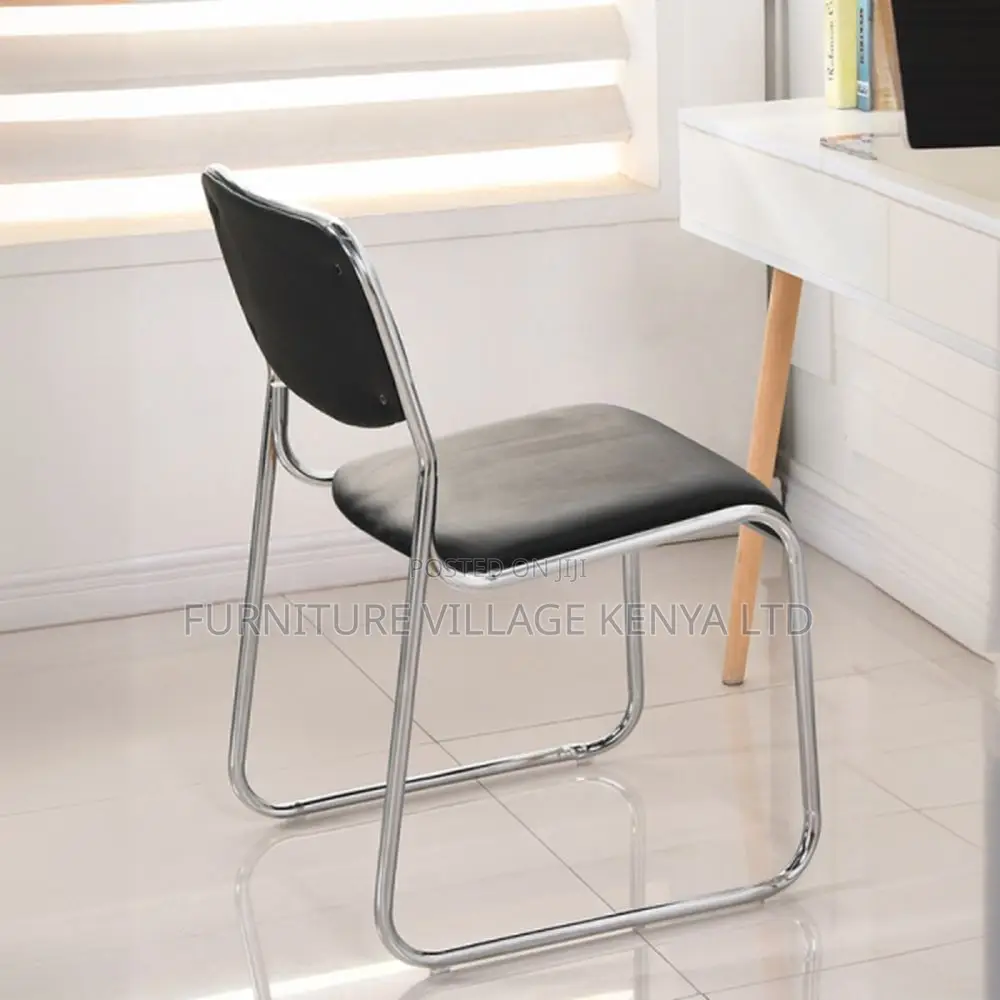 Chrome Office Guest Chair/ Leather Desk Seat