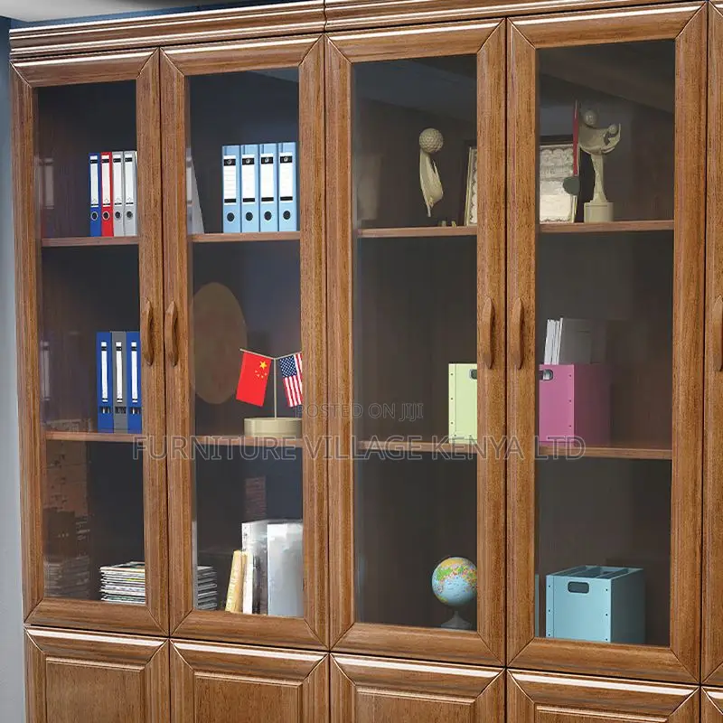 3-Door Wooden Executive Office Storage Cabinet in Brown