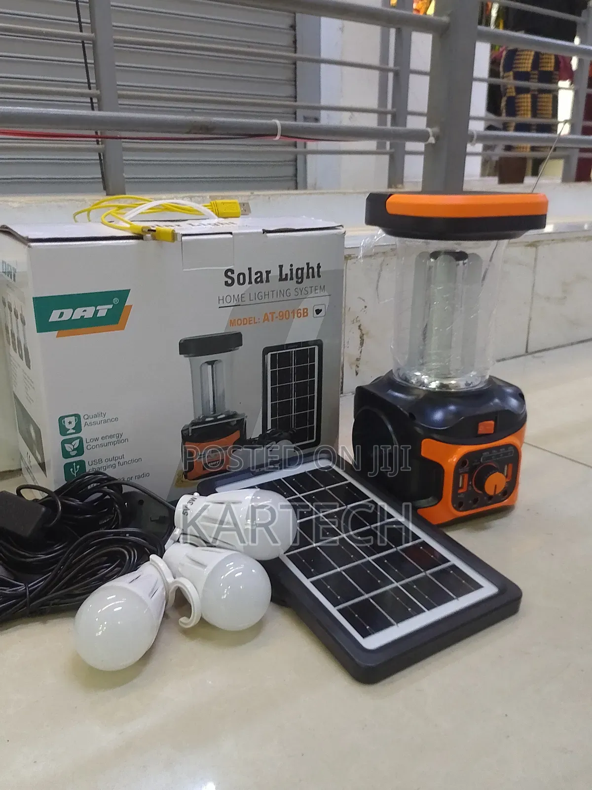 DAT Rechargeable Solar Light AT-9016B With Radio 3 Bulbs