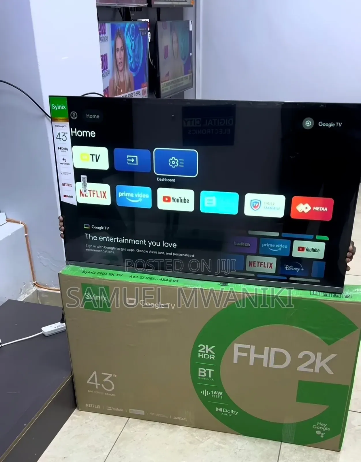 Syinix 43" Smart Google TV
FHD Display Netflix, Youtube
