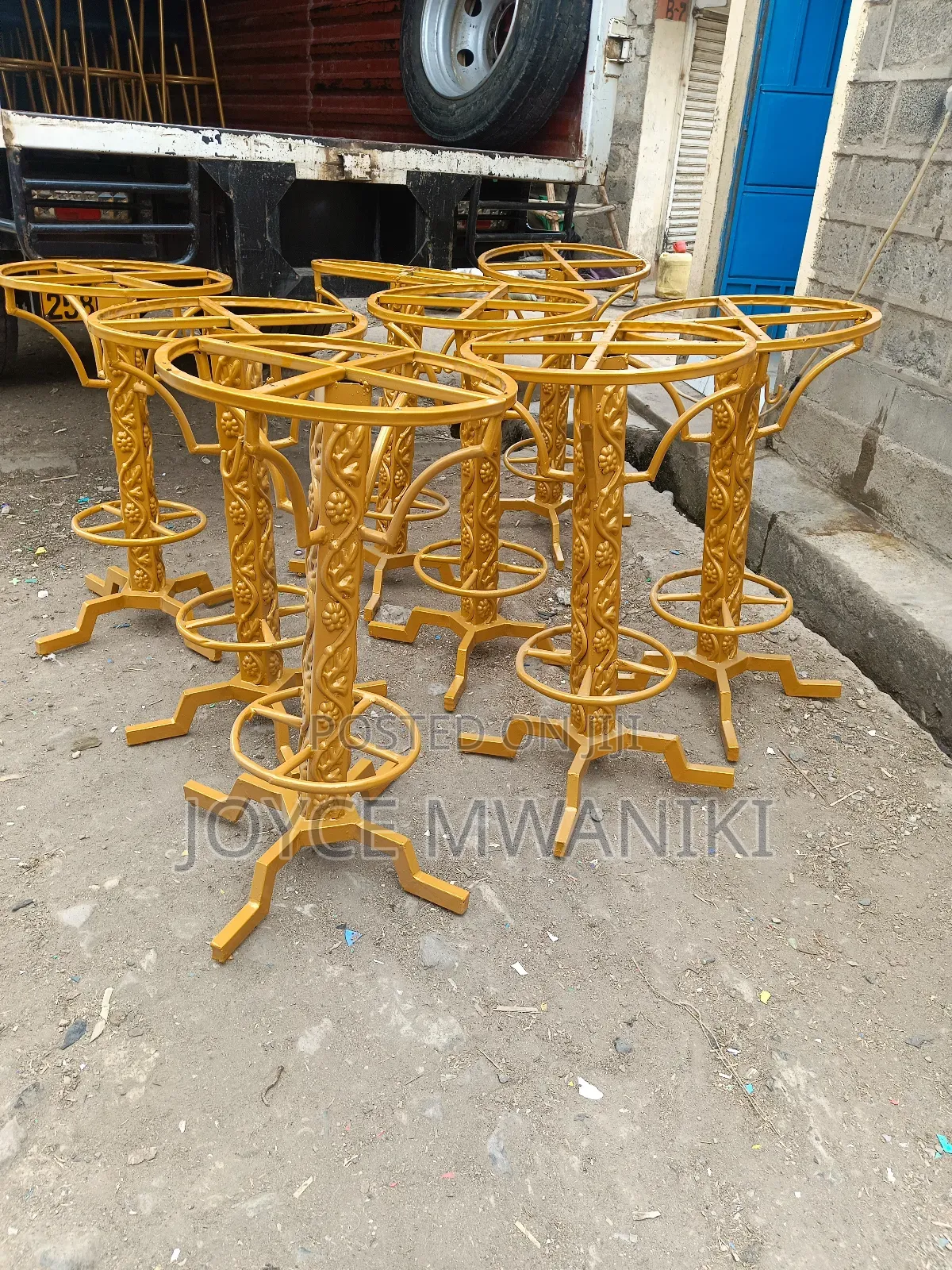 Hotel or Bar Table Stands, Powder Coated Gold 