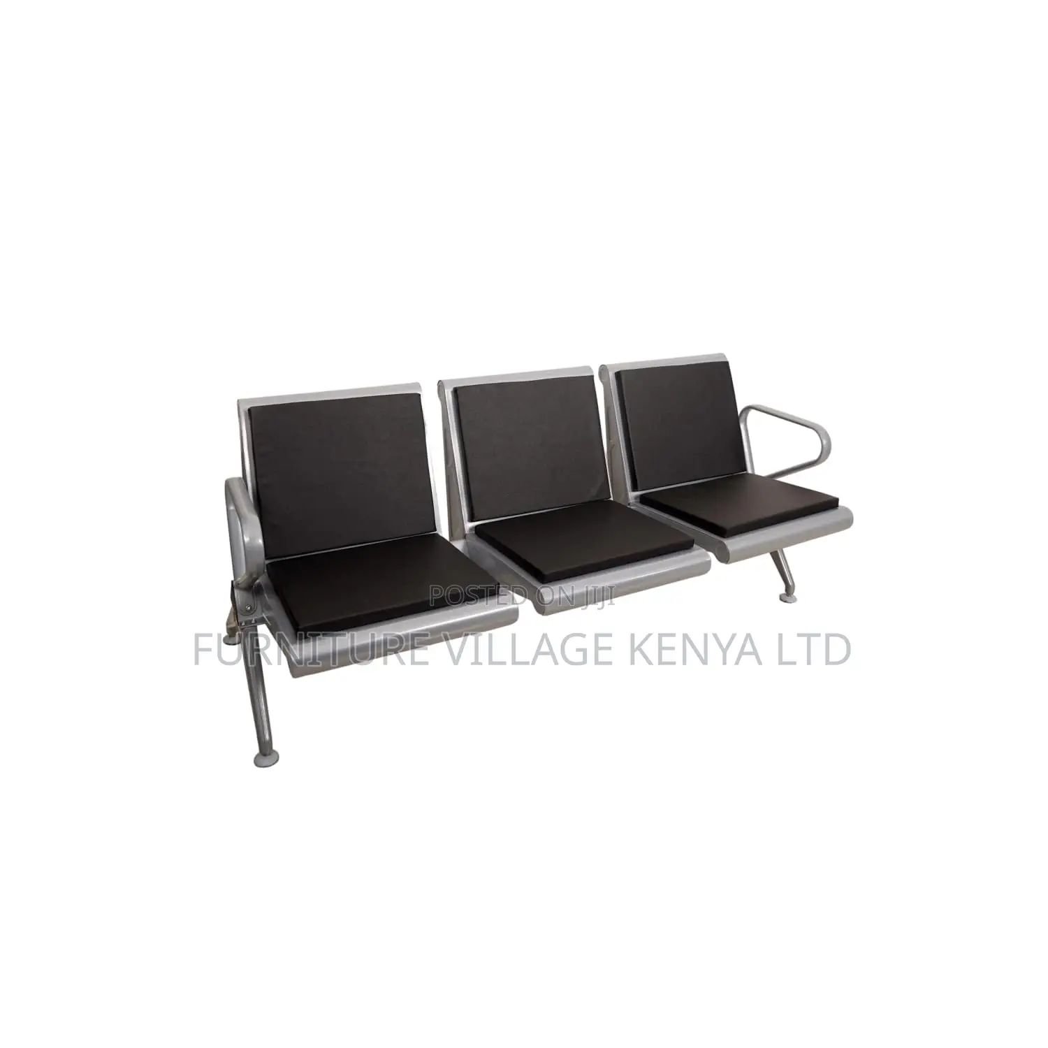Reception Bench, Three Seater Waiting Room Chair in Black