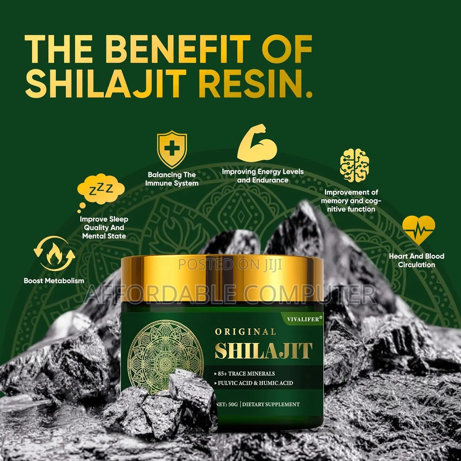 50g Himalayan Shilajit Resin Supplement, 85+ Trace Mineral