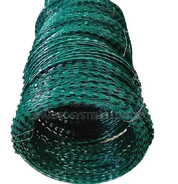 Razor Wire 450mm Pvc Coated -green 10m