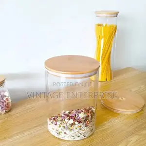 Large Capacity Glass Storage Container With Bamboo Lid 2ltr