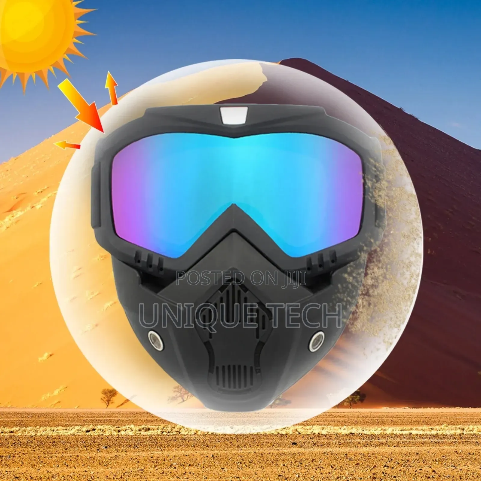 Protective Riding Goggles With Easy-Detach Face Mask