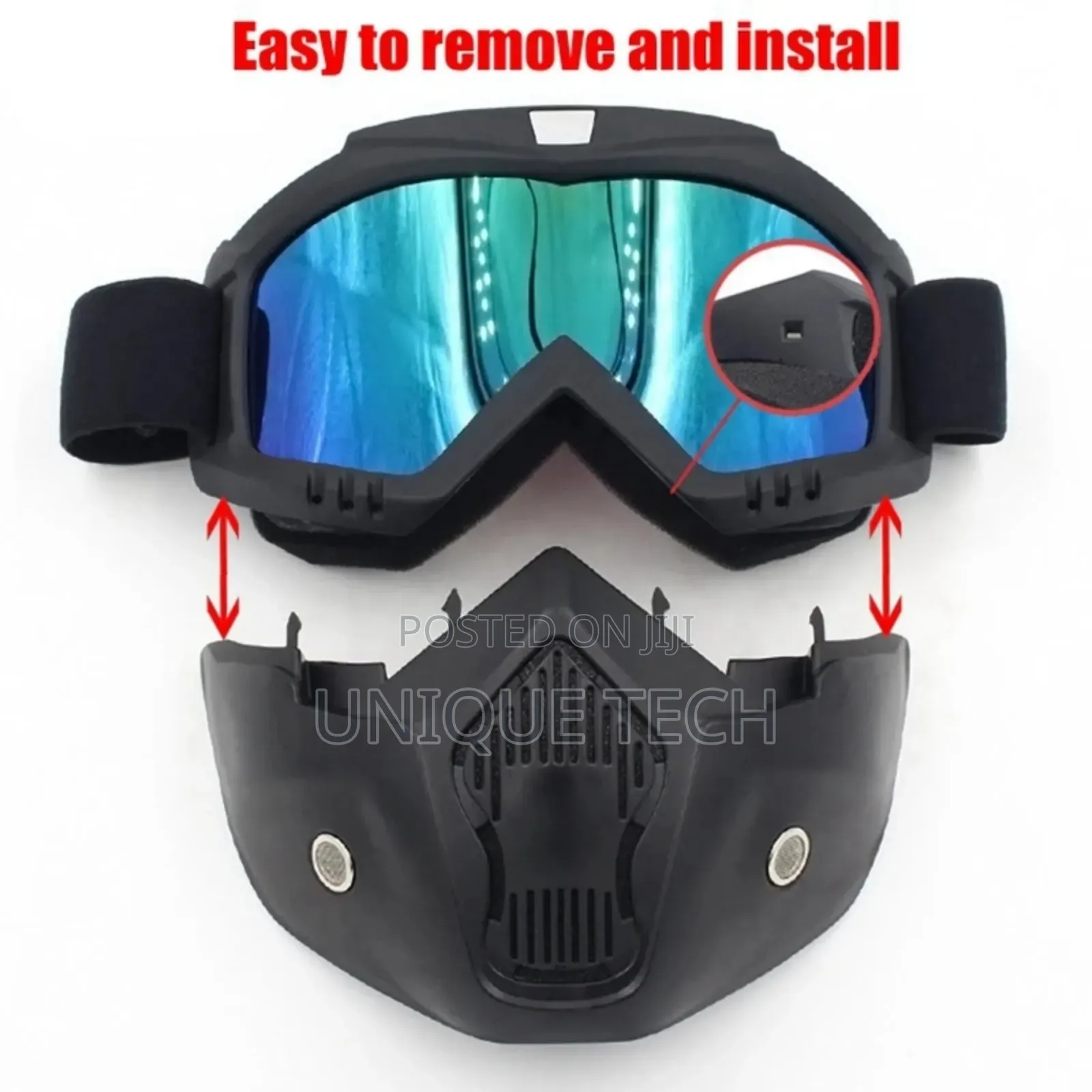 Riding Goggles Featuring Detachable Face Protection