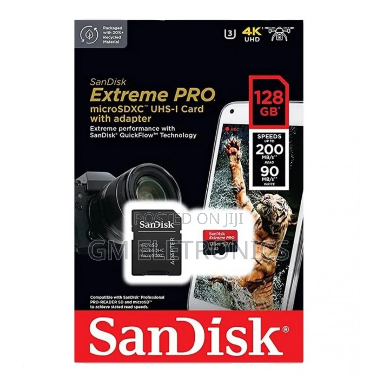 Sandisk 128gb Extreme Pro (200mb/S + 90mb/S) Micro SDXC Card