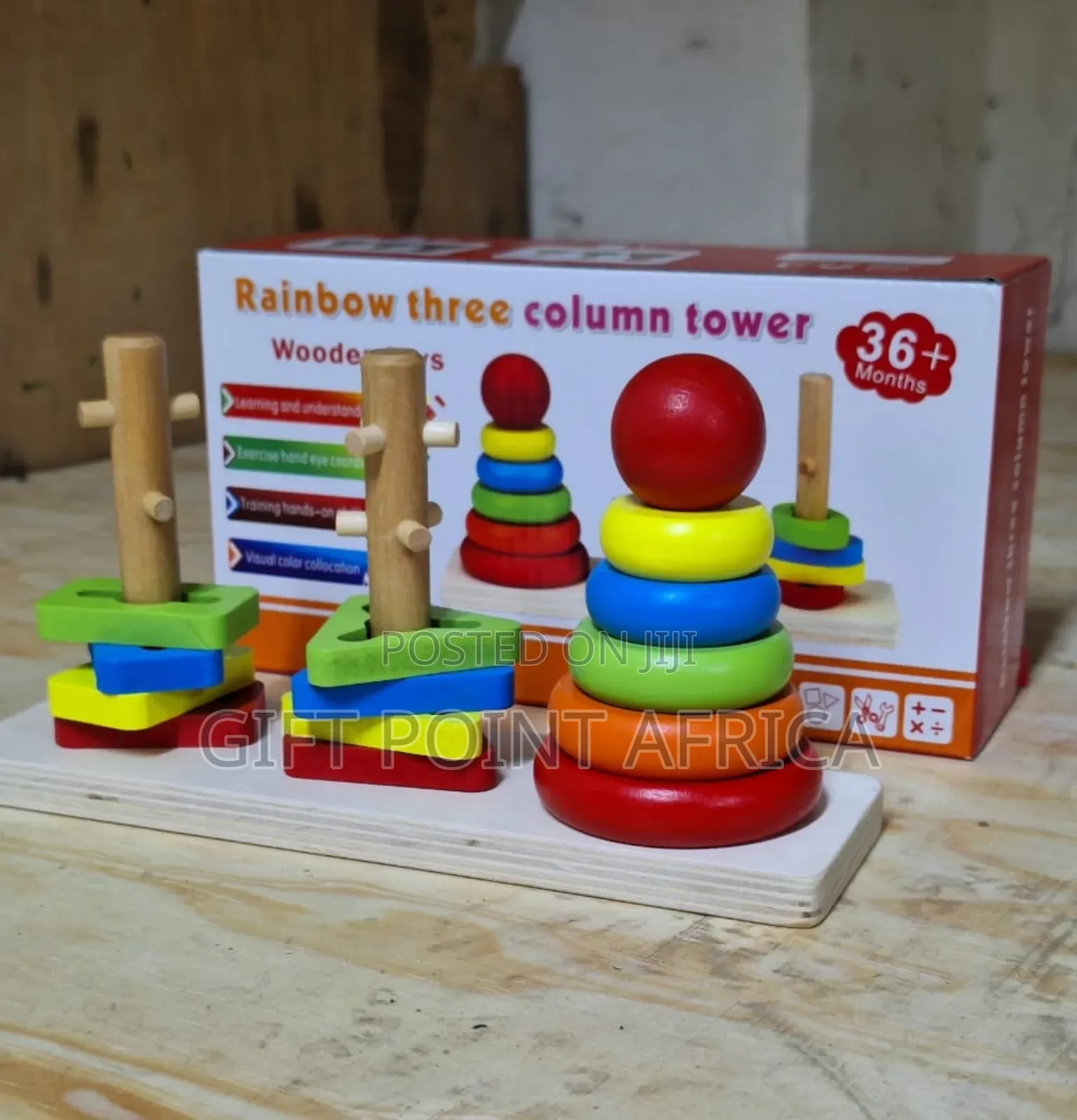 Three Columns Wooden Rainbow for Kids