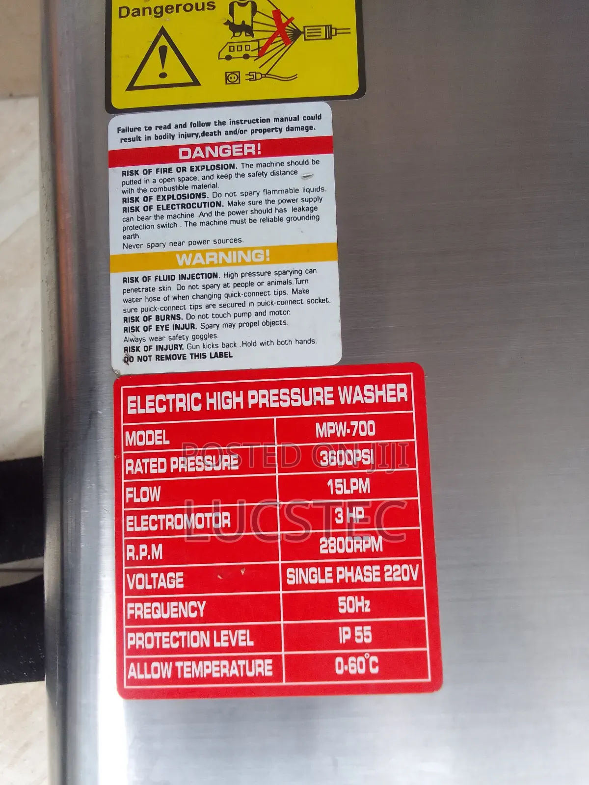 Milano MPW-700 Electric High Pressure Washer 220bar