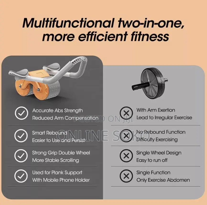 Automatic Rebound 2 in 1 ABS Wheel Workout Gym Sports Equip