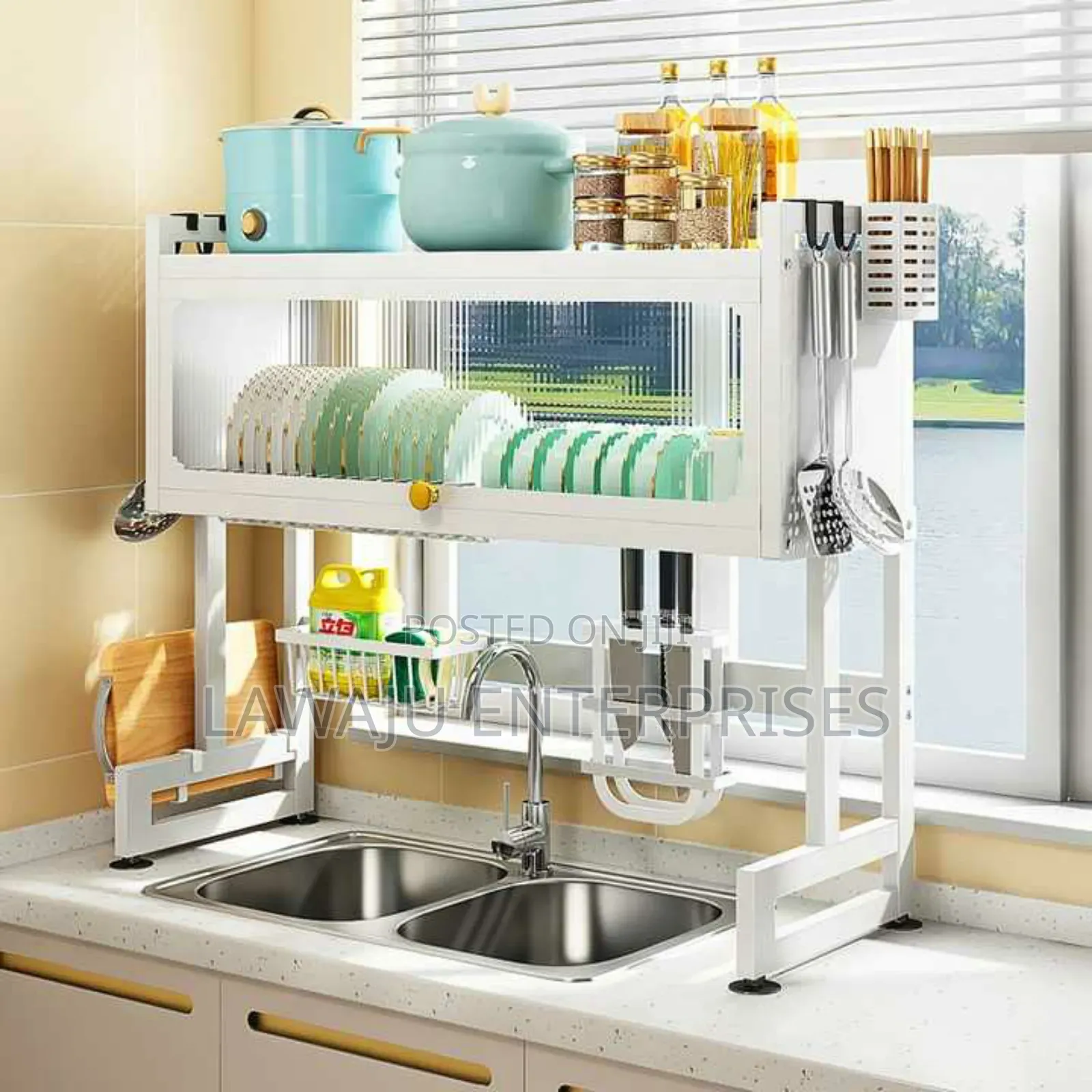White Carbon Steel Over the Sink Dish Drainer