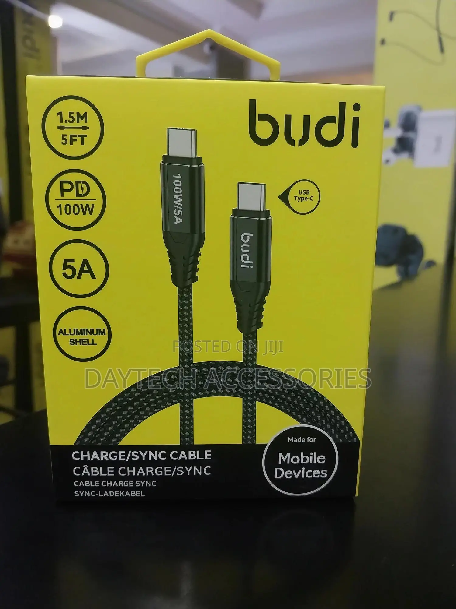 Budi Pd100w Type-C to Type-C Charging Cable Zinc Alloy 1.5m