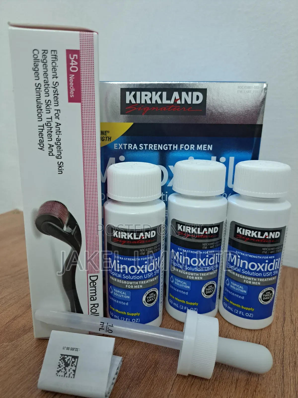 Kirkland Minoxidil for Beard Growth 3 PCS With Dermaroller