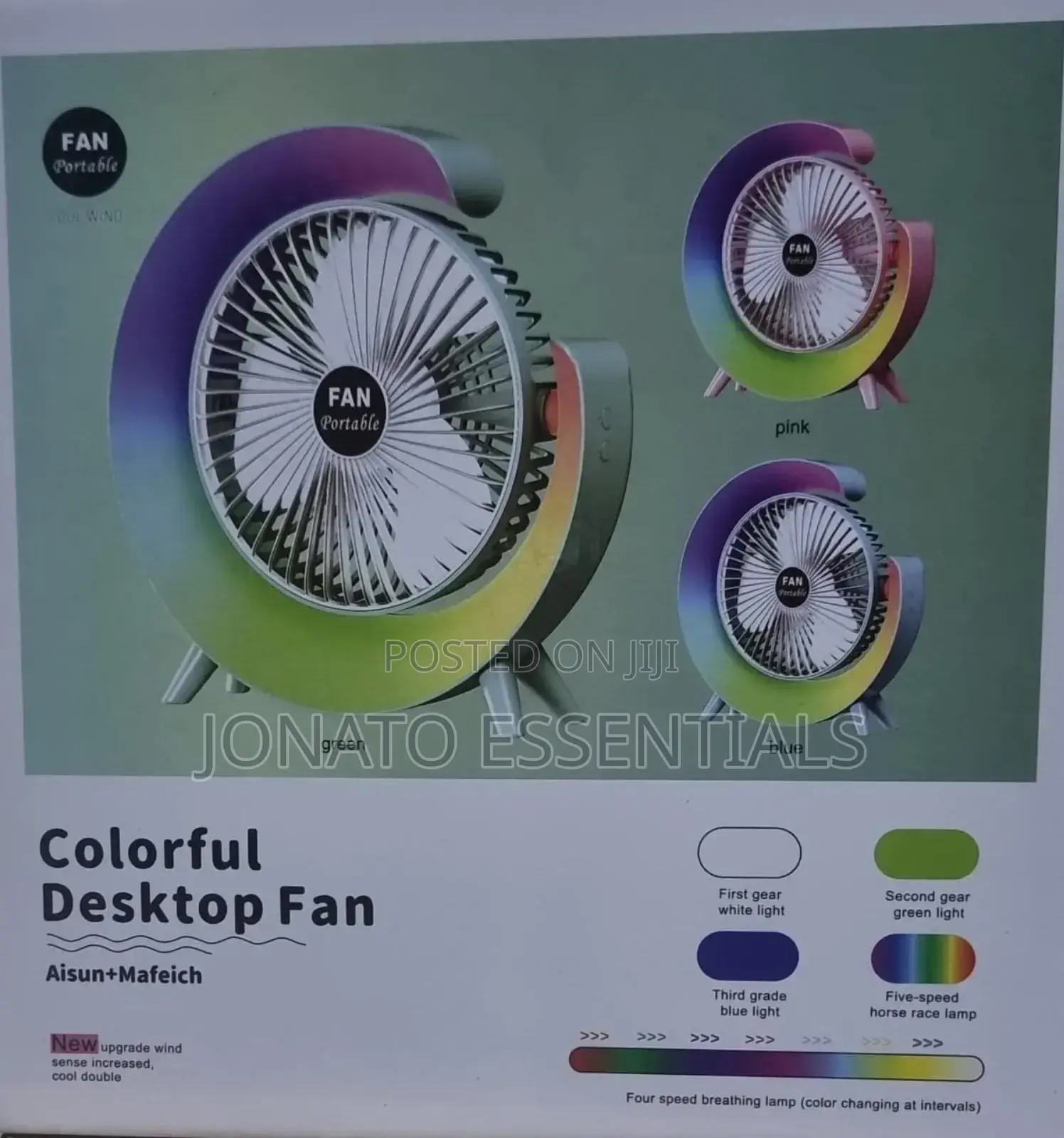 Rechargeable Portable Mini Fan With Led Night Light Table Desk