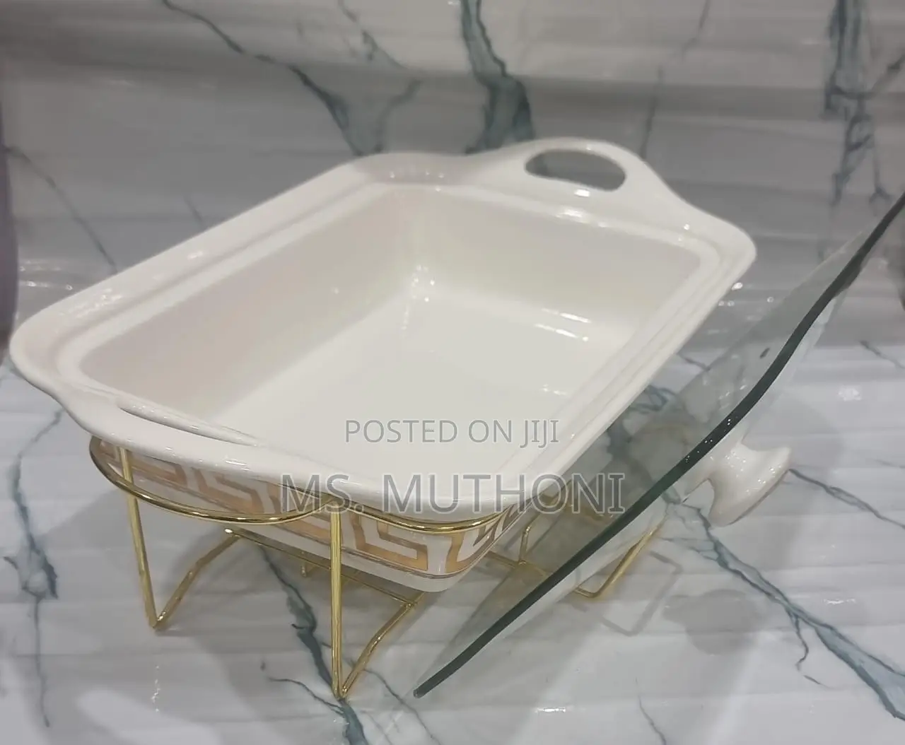 Elegant 2litre Ceramic Casserole Chaffing Dish + Ceramic