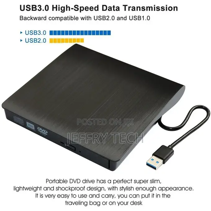 USB 3.0 Slim External DVD RW CD Writer Drive Reader Player O