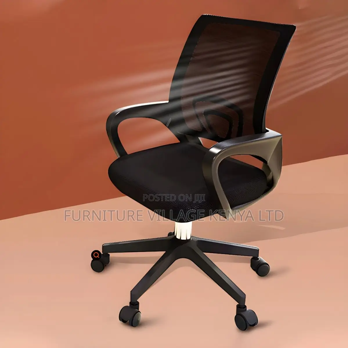 Modern Black Mesh Office Task Chair With Fixed Arms
