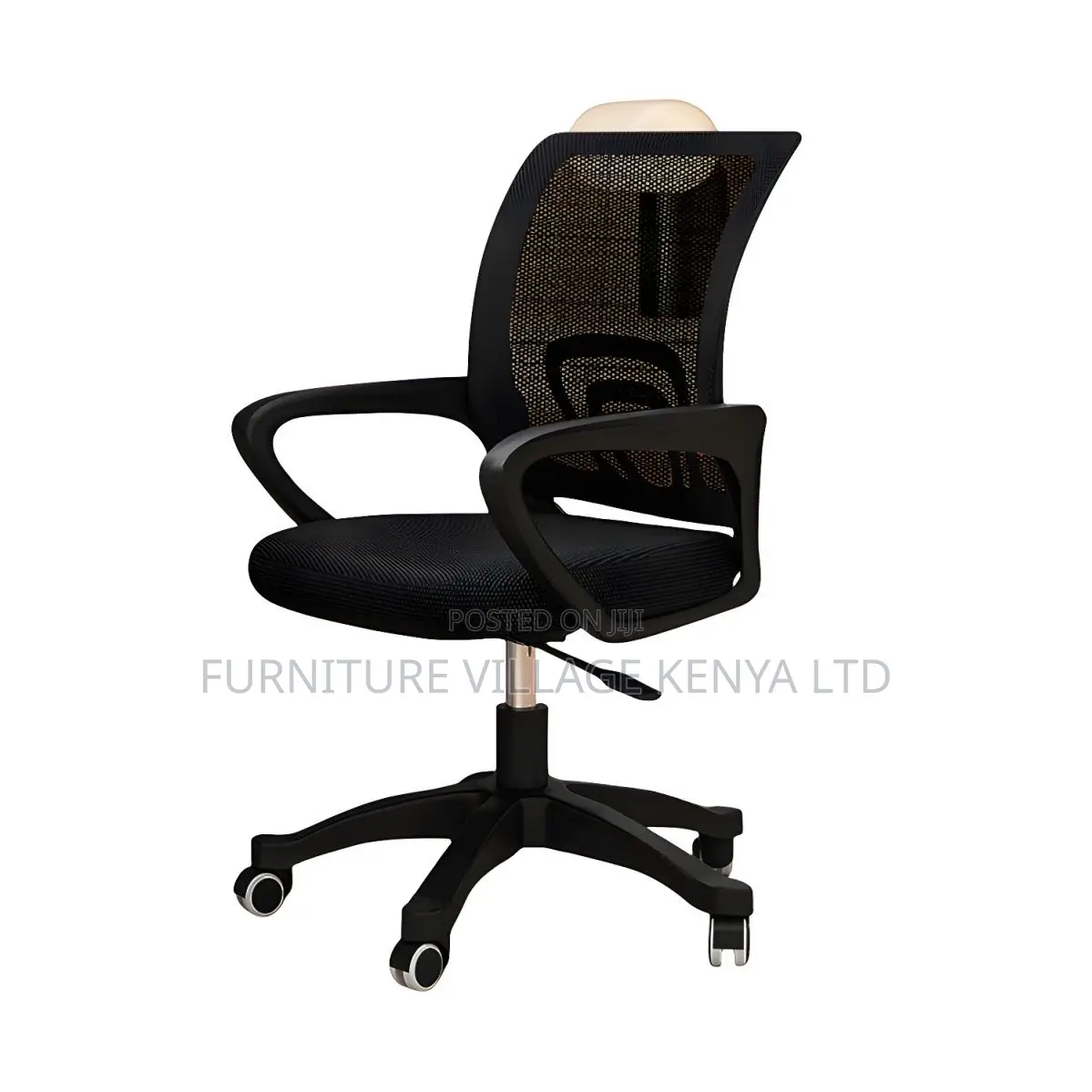 Modern Black Mesh Office Task Chair With Fixed Arms