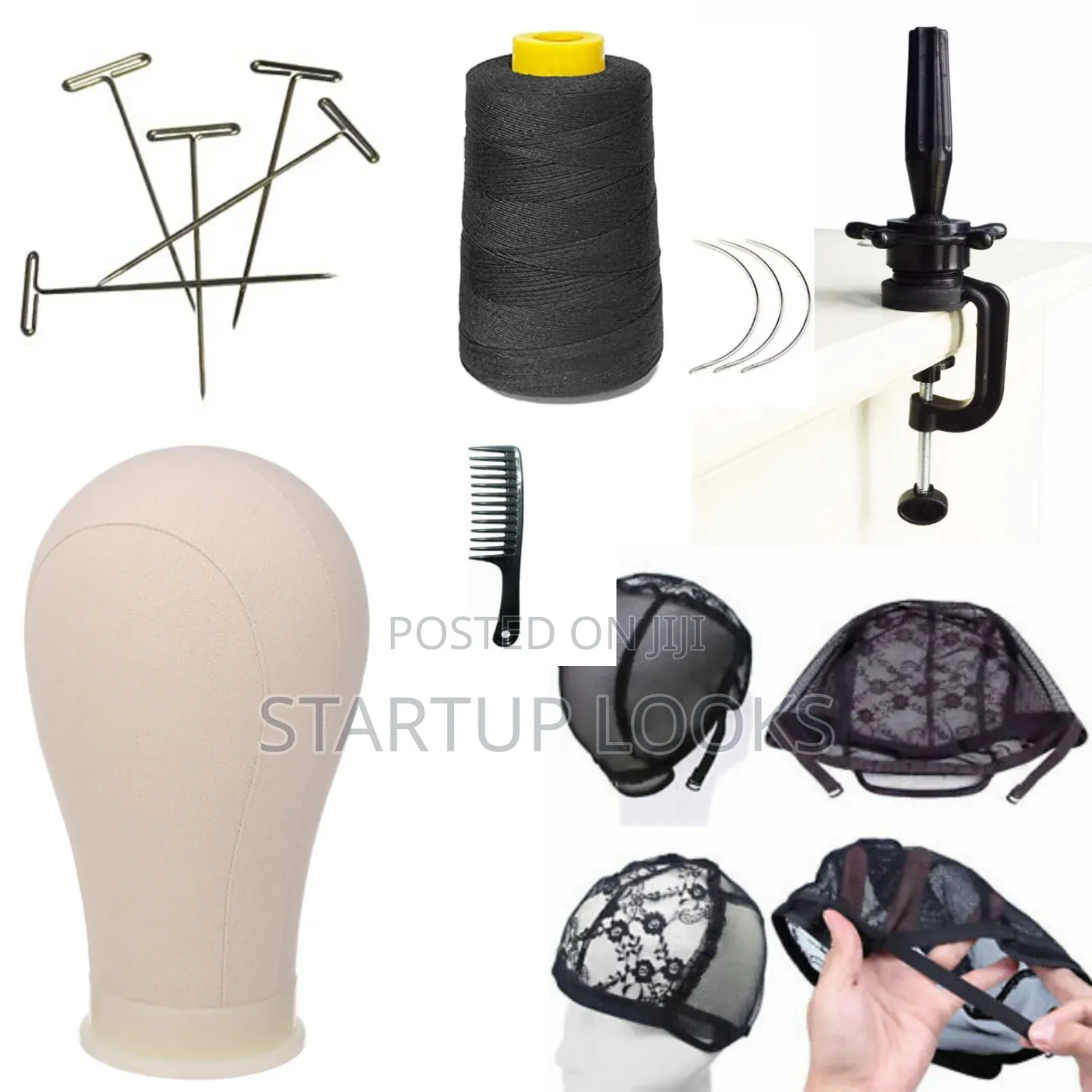 Canvas Head Set, Clamp Stand,4pcs Wig Cap, Tpins,Comb,Thread