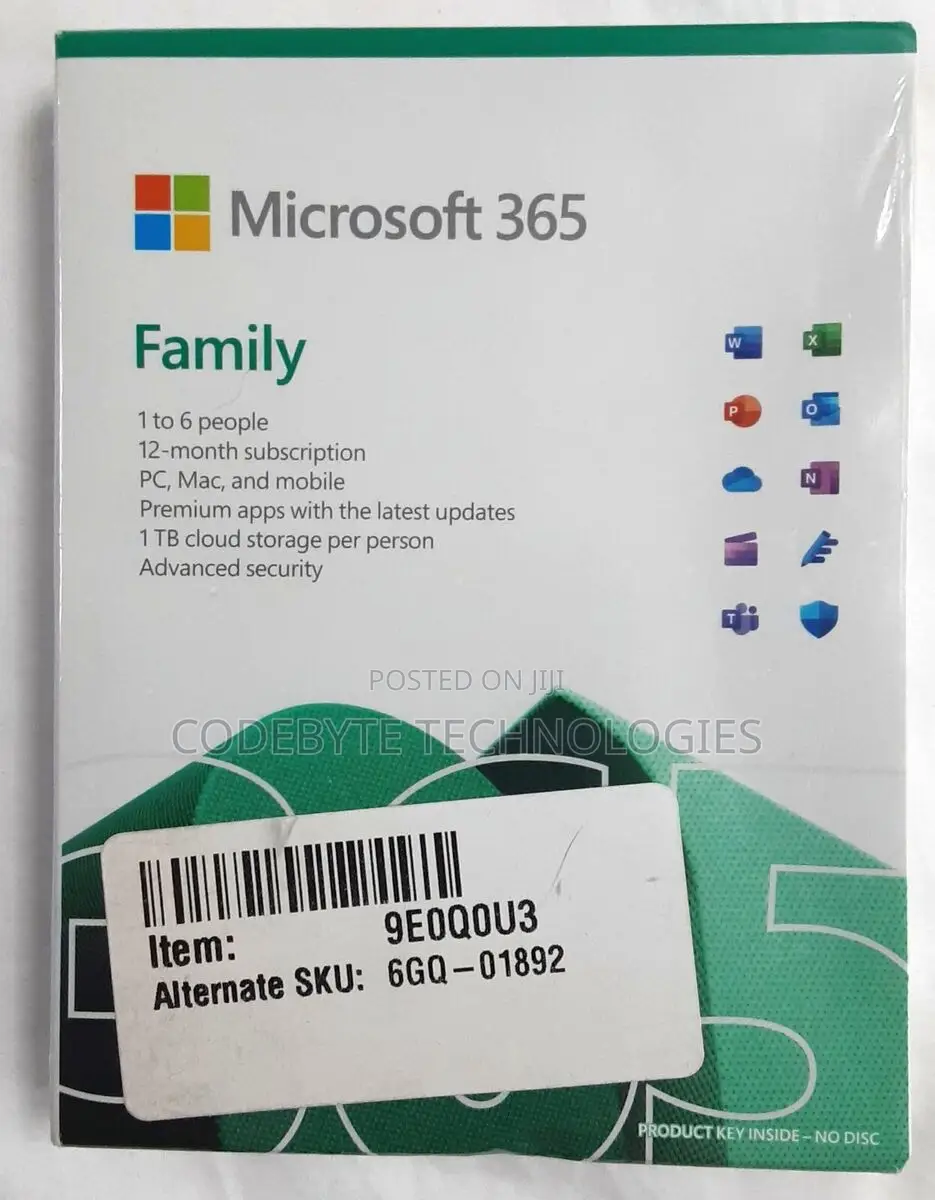 Microsoft Office 365 Family -1 Year Media Less Upto 5 User
