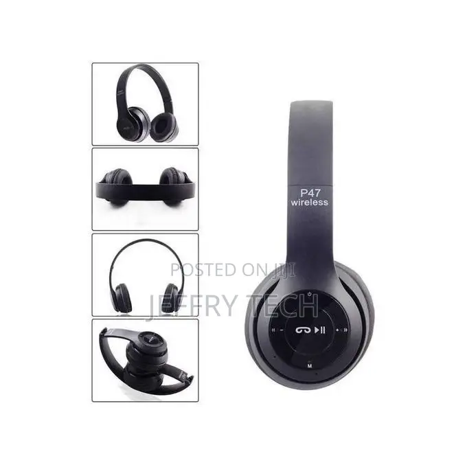 P47 MP3 Headset - Bluetooth - Black - Built-in Microphone