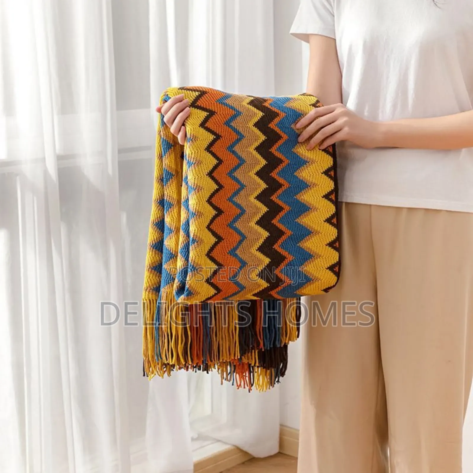 Bohemian Knitted Throw Blanket With Tassel-Hog