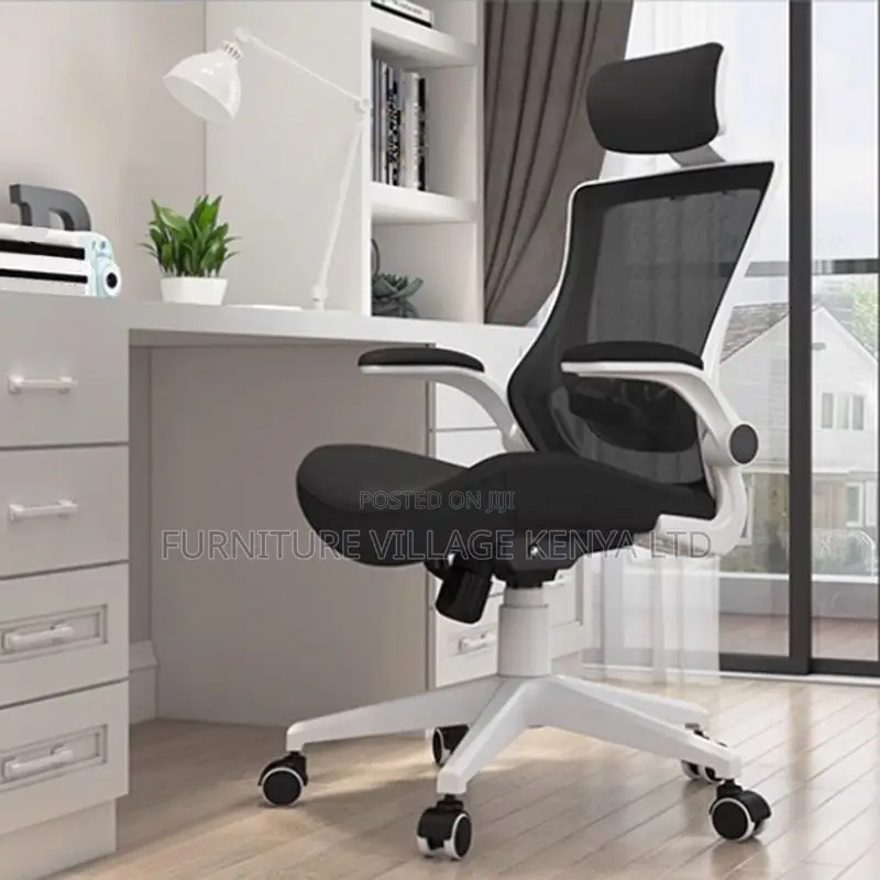 Orthopedic Office Seat -Elegant Black Mesh Office Chair