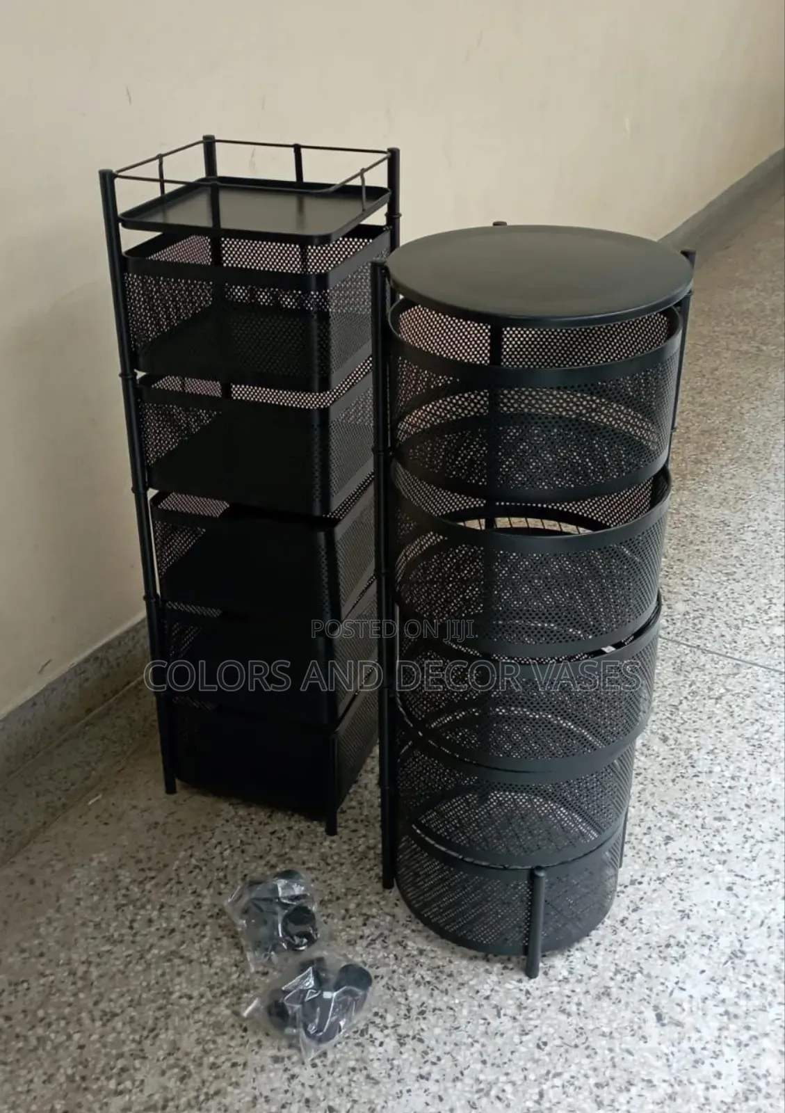 5 Tier Round/Square Fruit Rack With Wheels