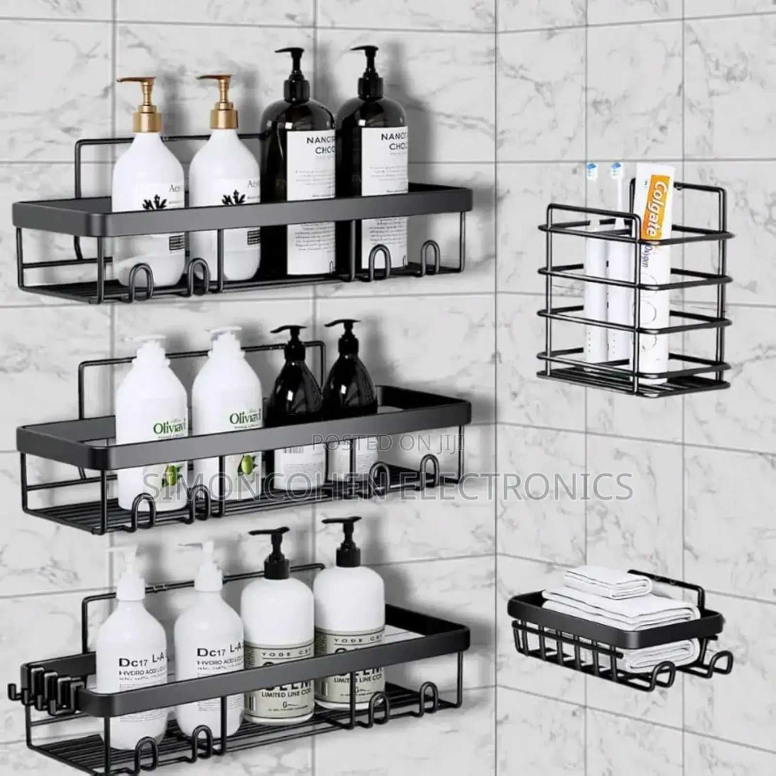 5pcs Set Rectangular Shower Caddy Shelf/Bathroom Organiser