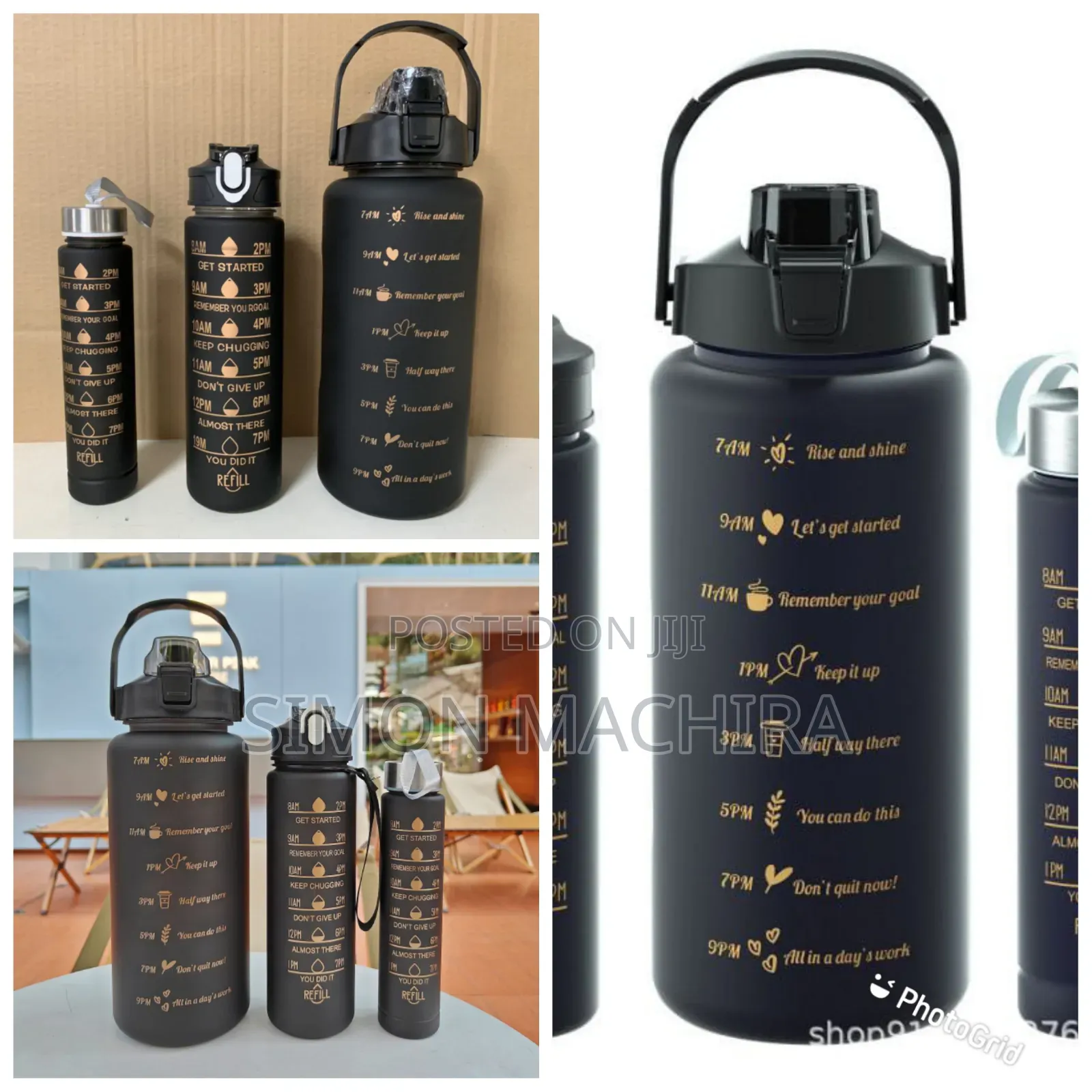 3pcs Motivational Water Bottle Set