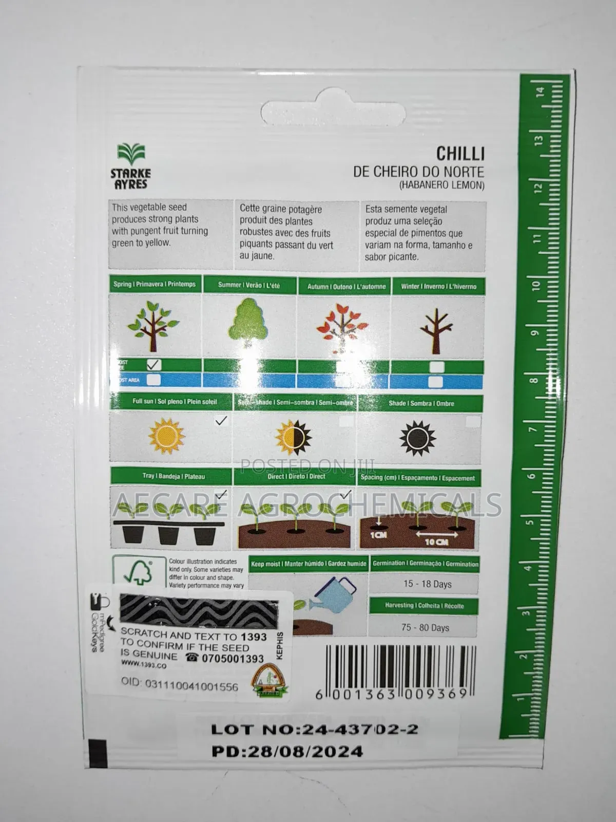 Chilli Seeds Habanero Lemon (De Cheiro Do Notche ) 0.5 Grams
