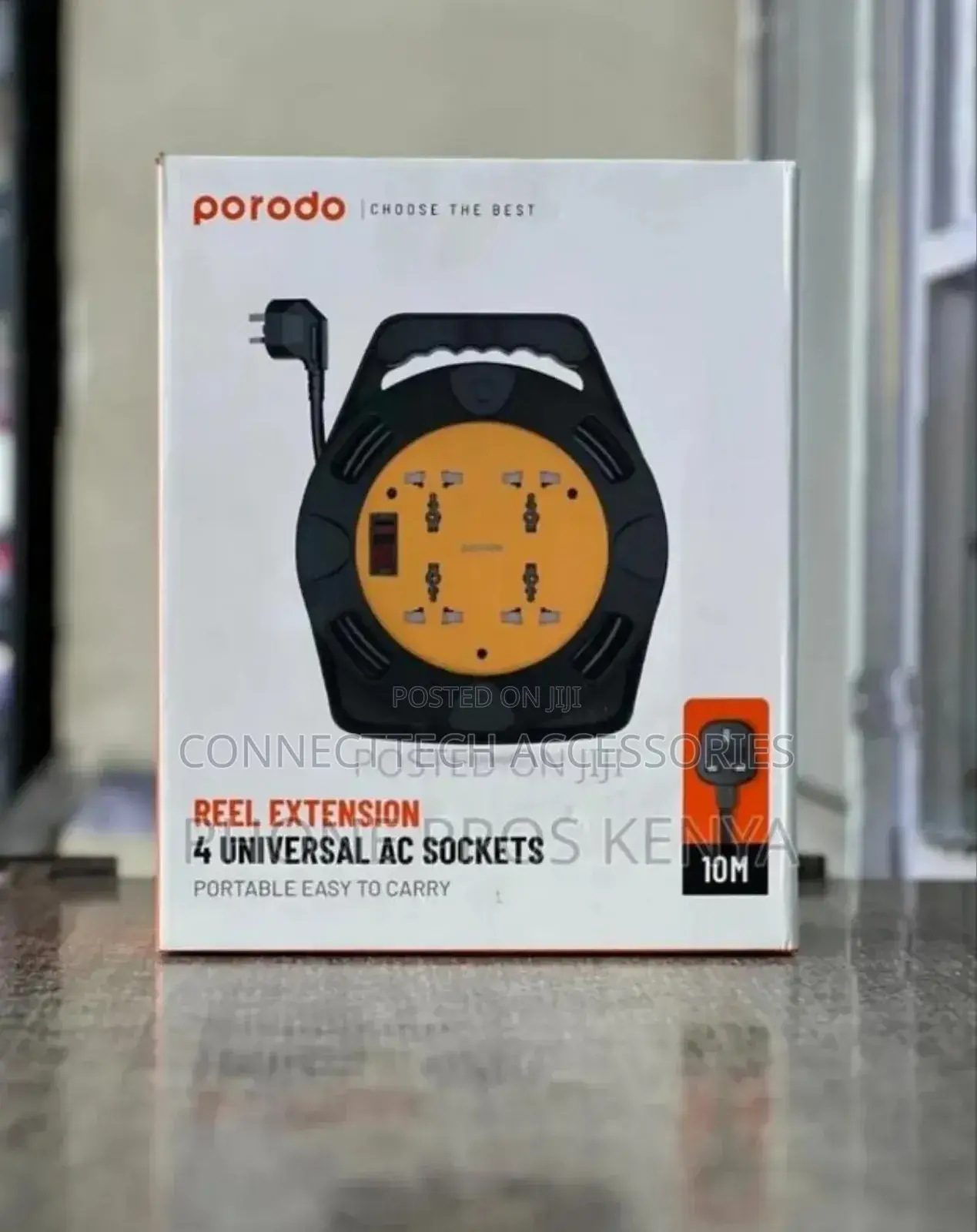Porodo 4AC Extension Cable Reel With UK Plug (10m Wire)