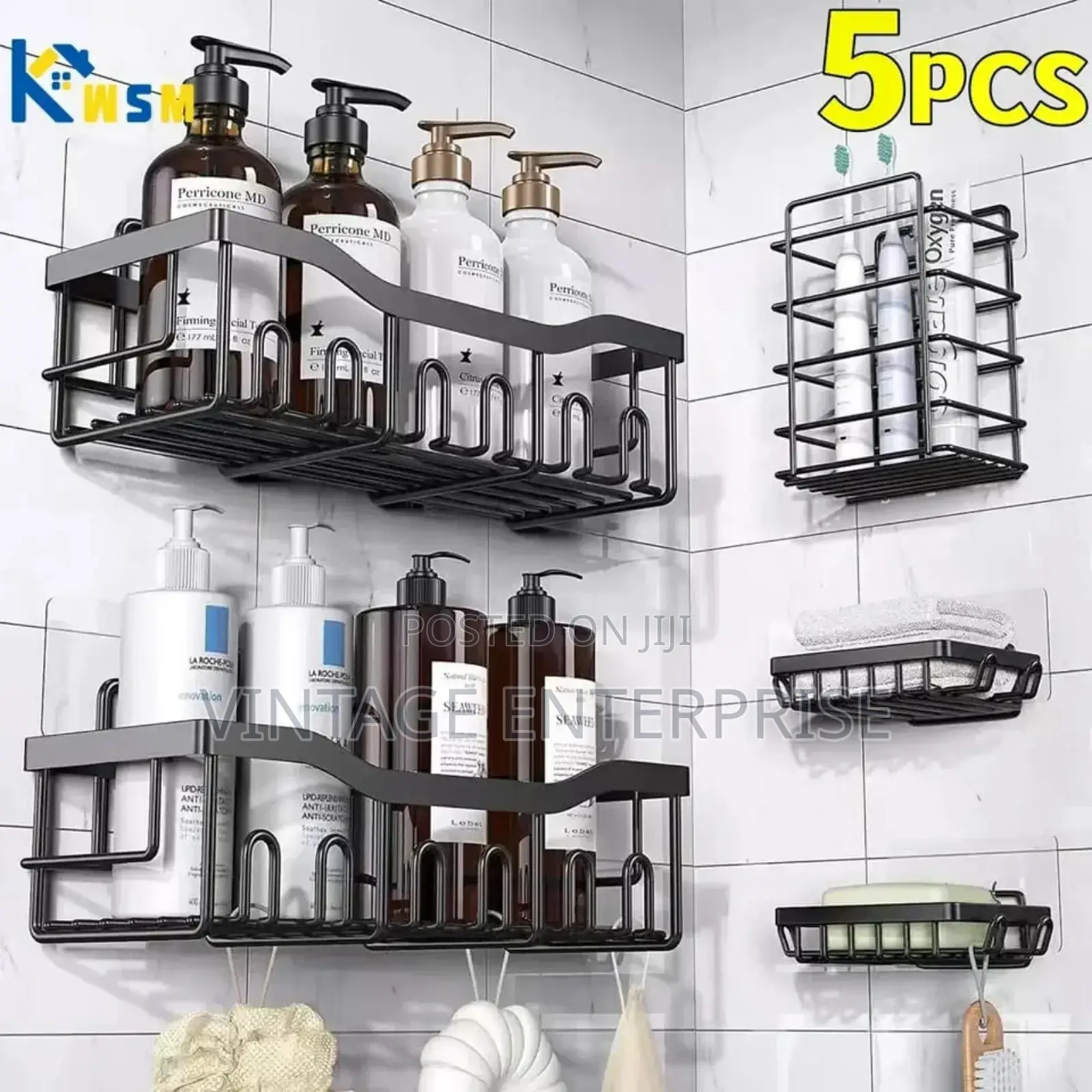 5pcs Set Shower Caddy Shelf / Bathroom Organizer