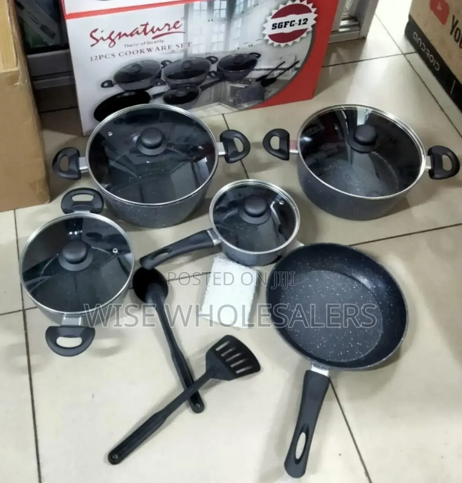 Signature 12 Pcs Non Stick Marble Aluminum Cookware Set