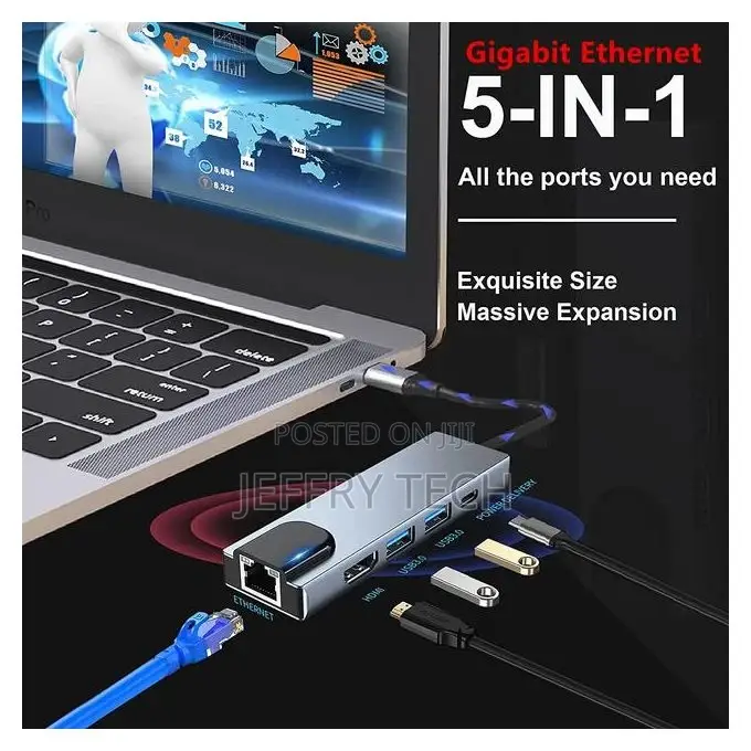 5-in-1 Usb C Hub 3.0 Splitter Type C Dock Multiport Adapter