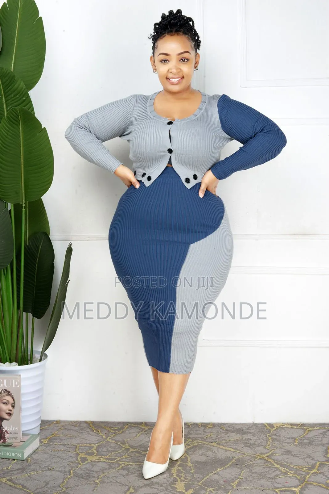 Blue Grey Sweater Skirt