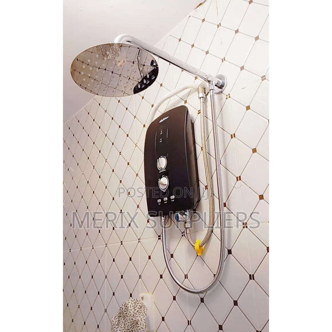 Black Instant Water Heater With Pump + Overhead Shower