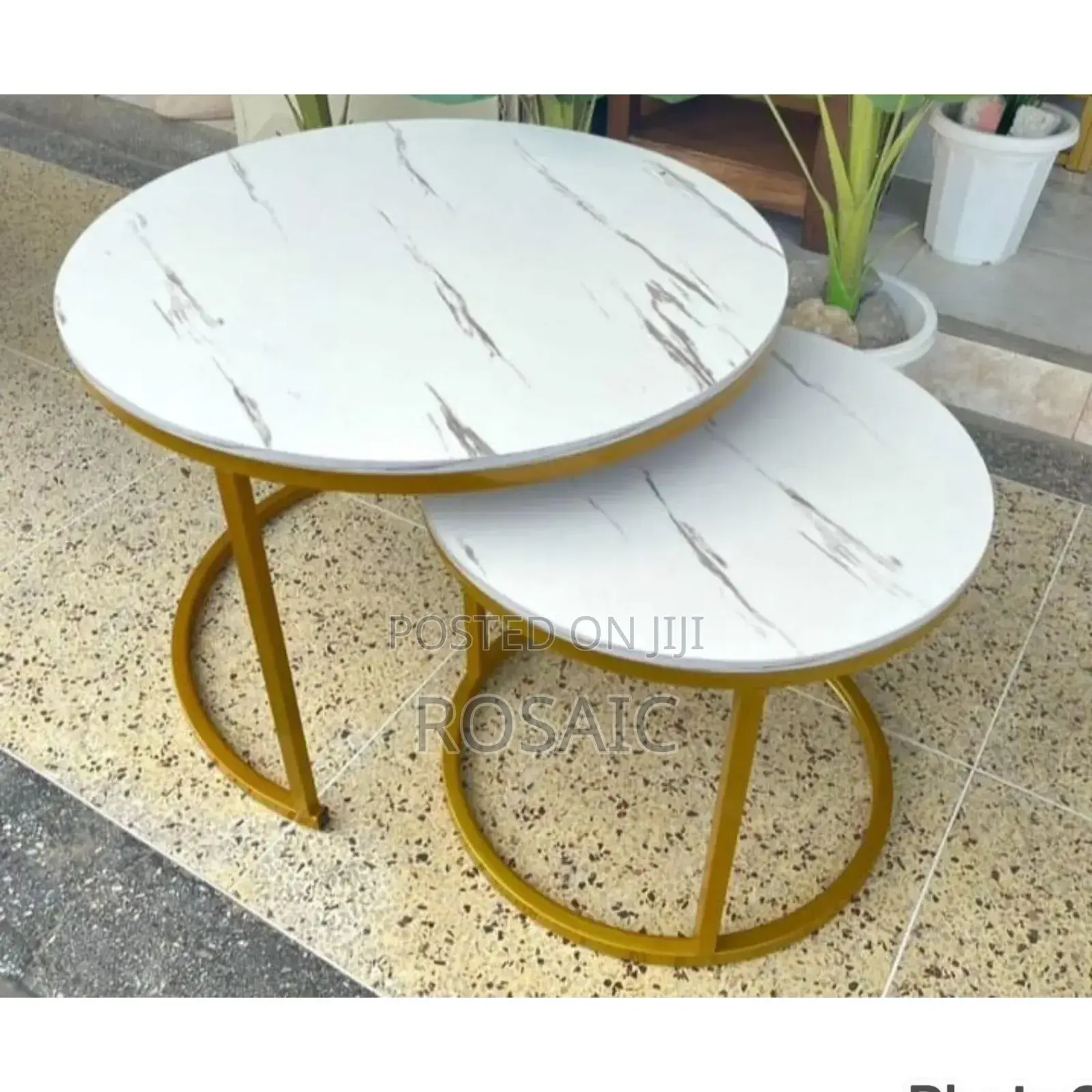 White Nesting Coffee Table Marble Effect (Mdf)