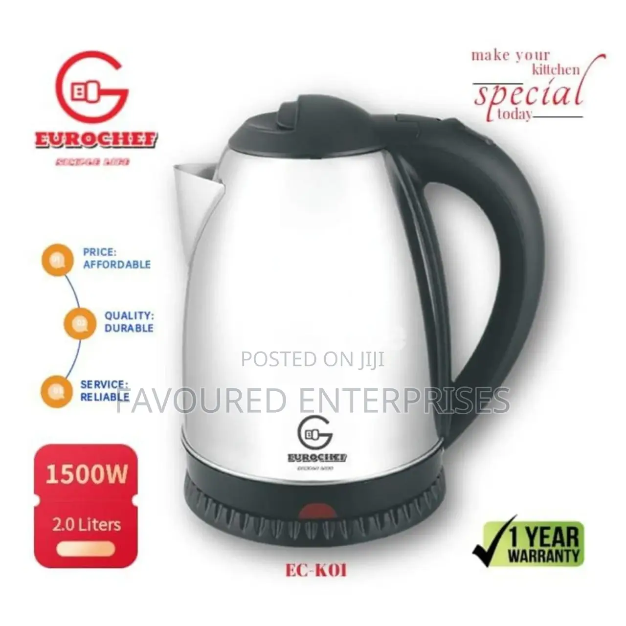 Eurochef 2L Electric Automatic Kettle