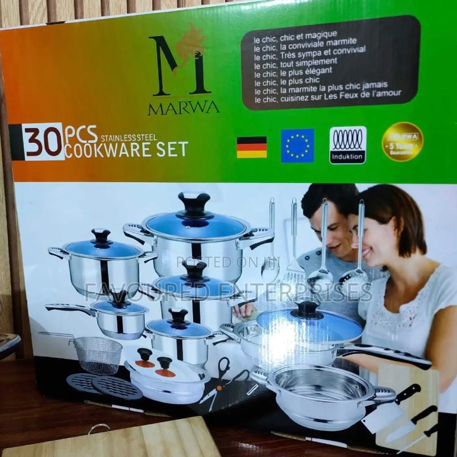 Marwa Heavy-Gauge Stainless Steel Cookware Set-30 PIECE SET