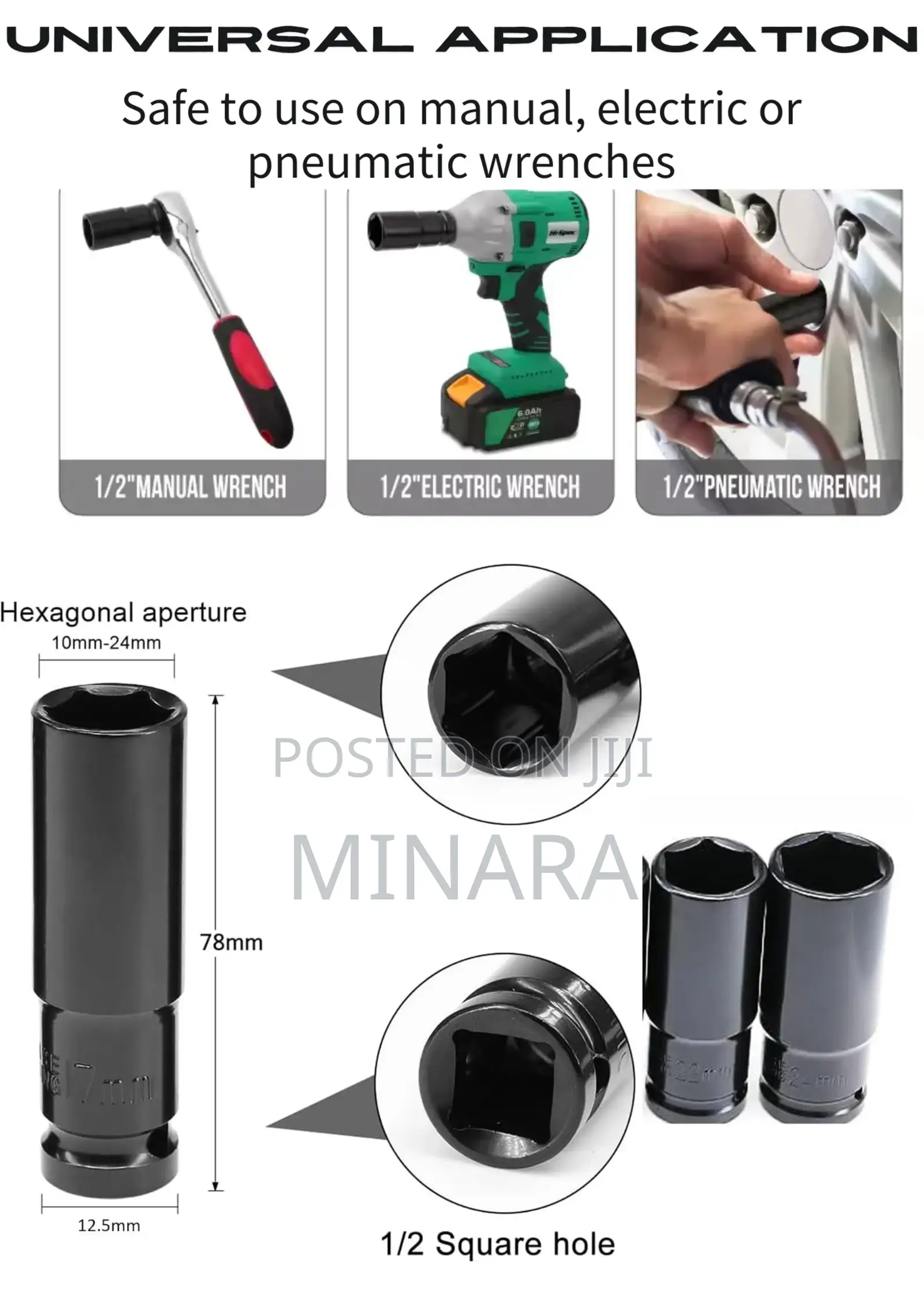 10 Pcs, Deep Impact Socket Sleeves, Auto Repair Set